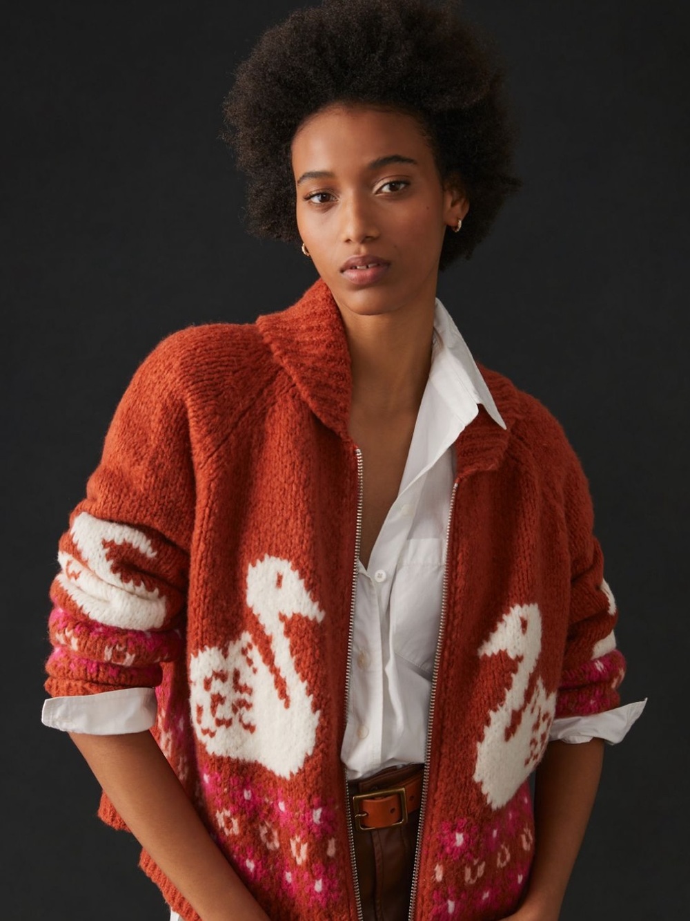Maeve Zip-Front Cardigan Sweater